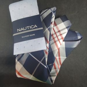 Men's Nautica Neck Tie and Pocket Square NWT